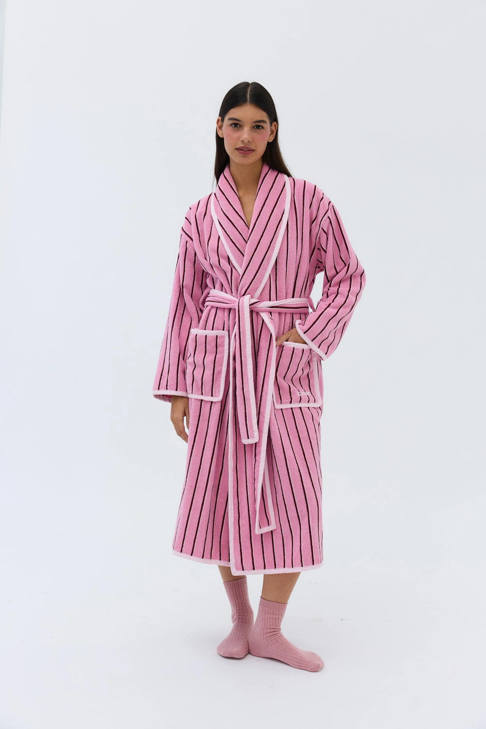 K Juliet Winter Robe | Pink Stripe
