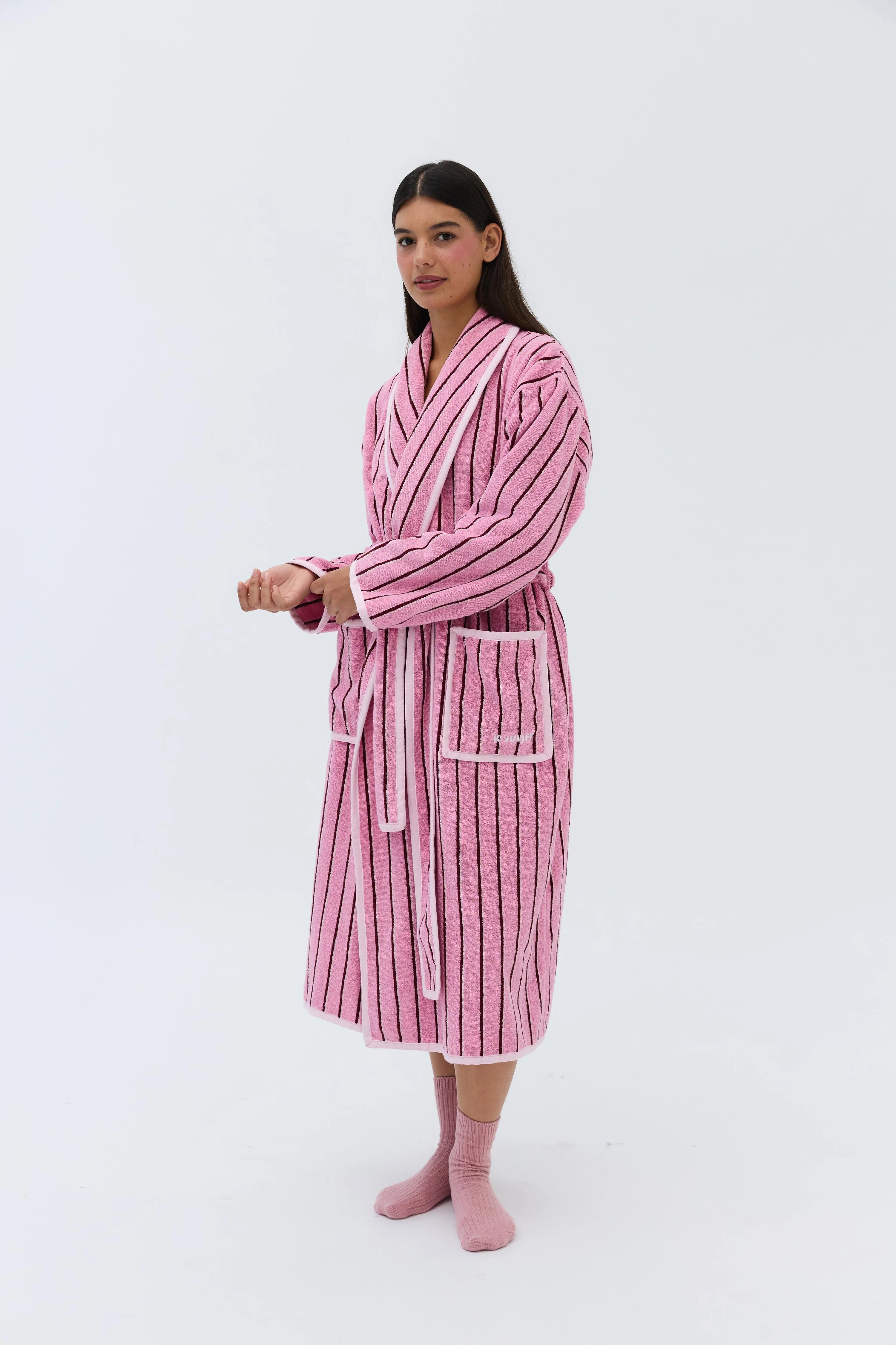 K Juliet Winter Robe | Pink Stripe