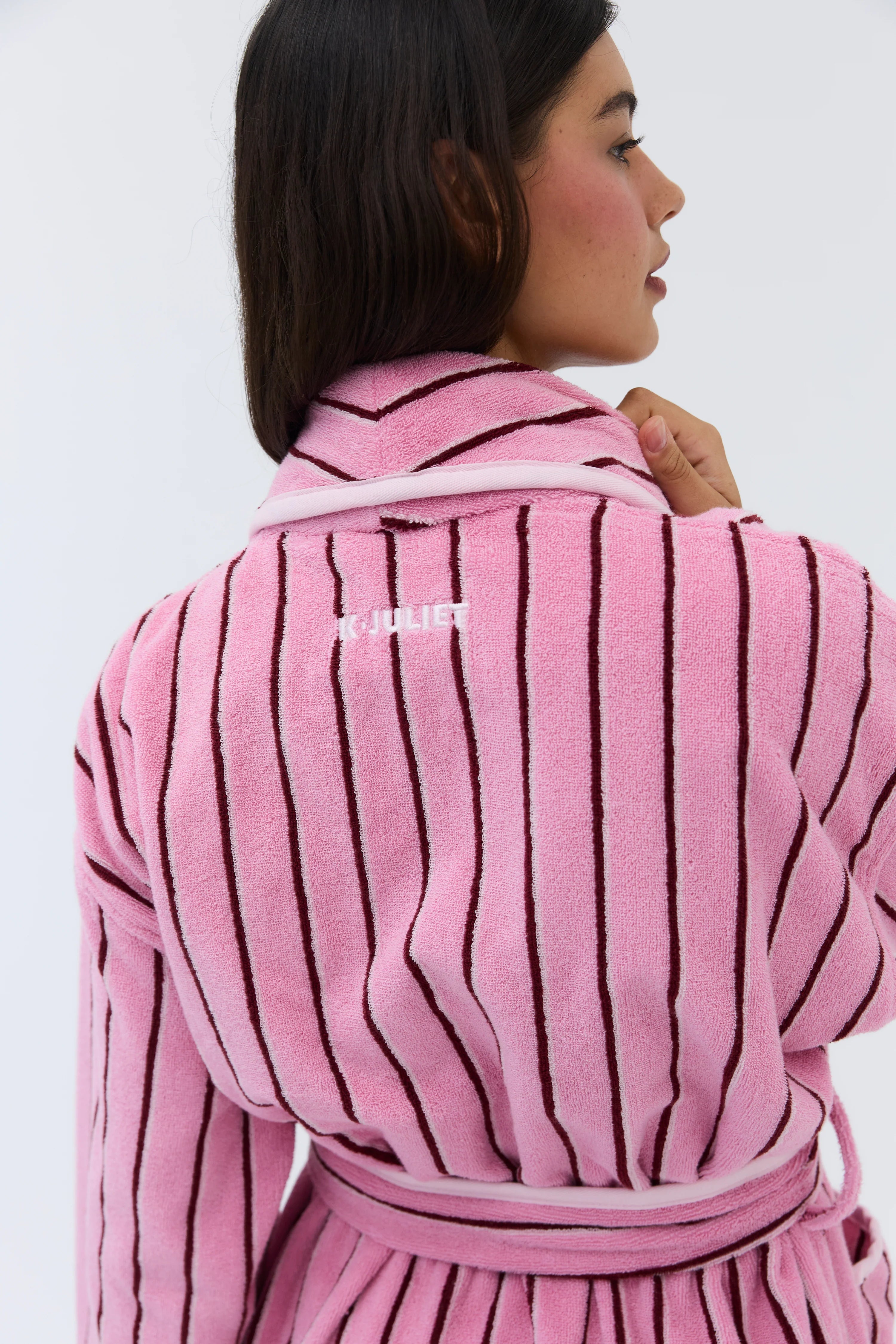 K Juliet Winter Robe | Pink Stripe-3