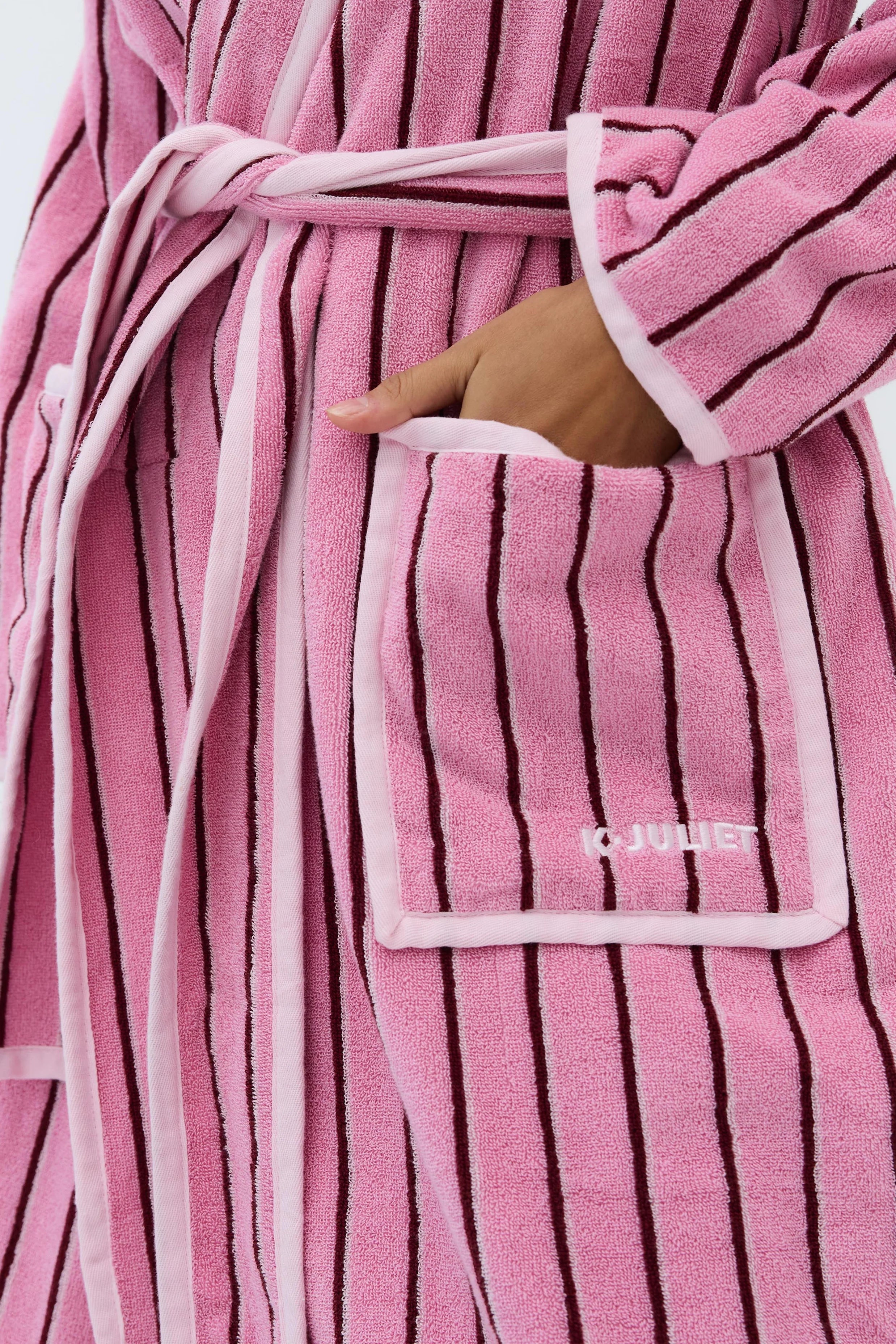 K Juliet Winter Robe | Pink Stripe-4