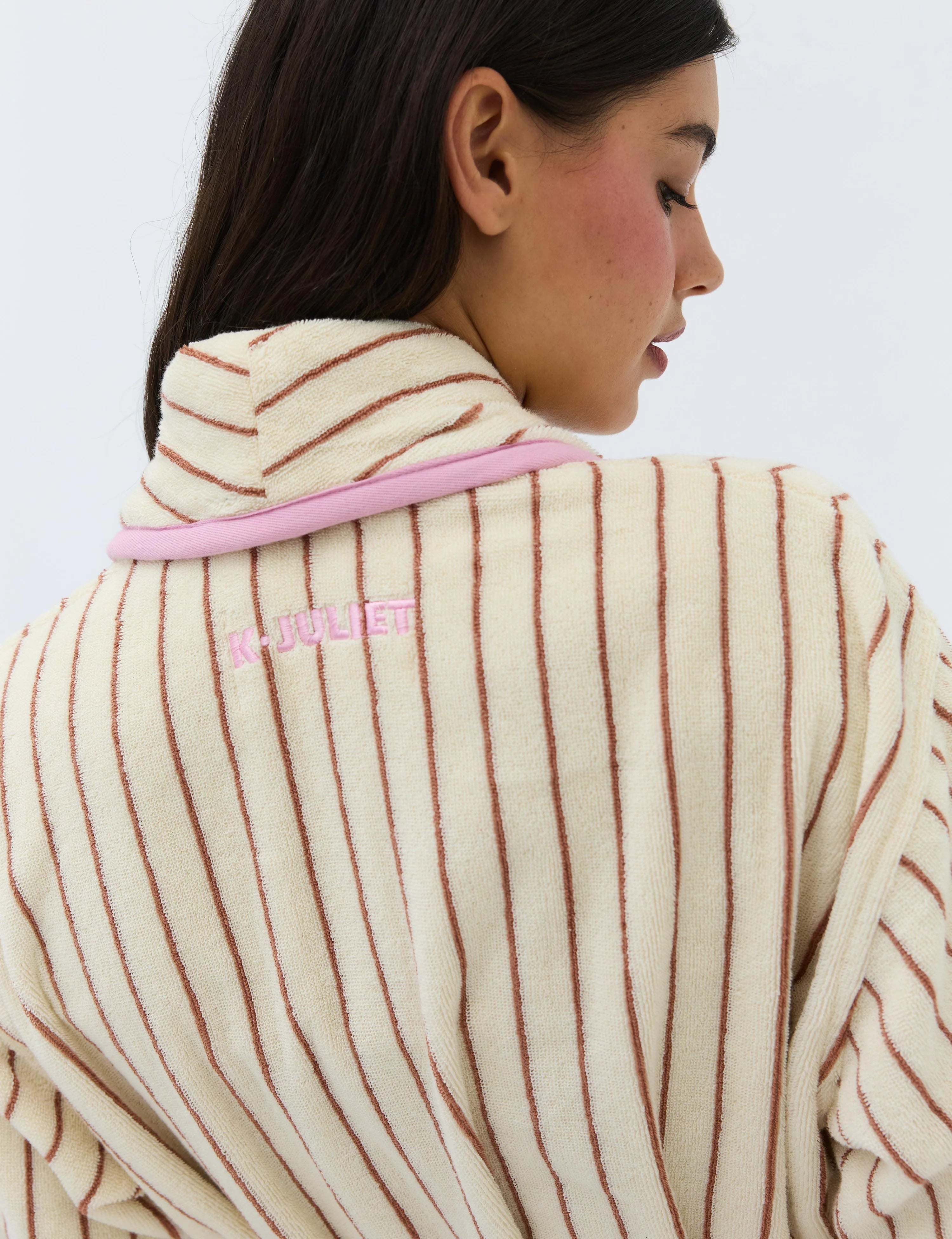 K Juliet Winter Robe | Cream Stripe-3