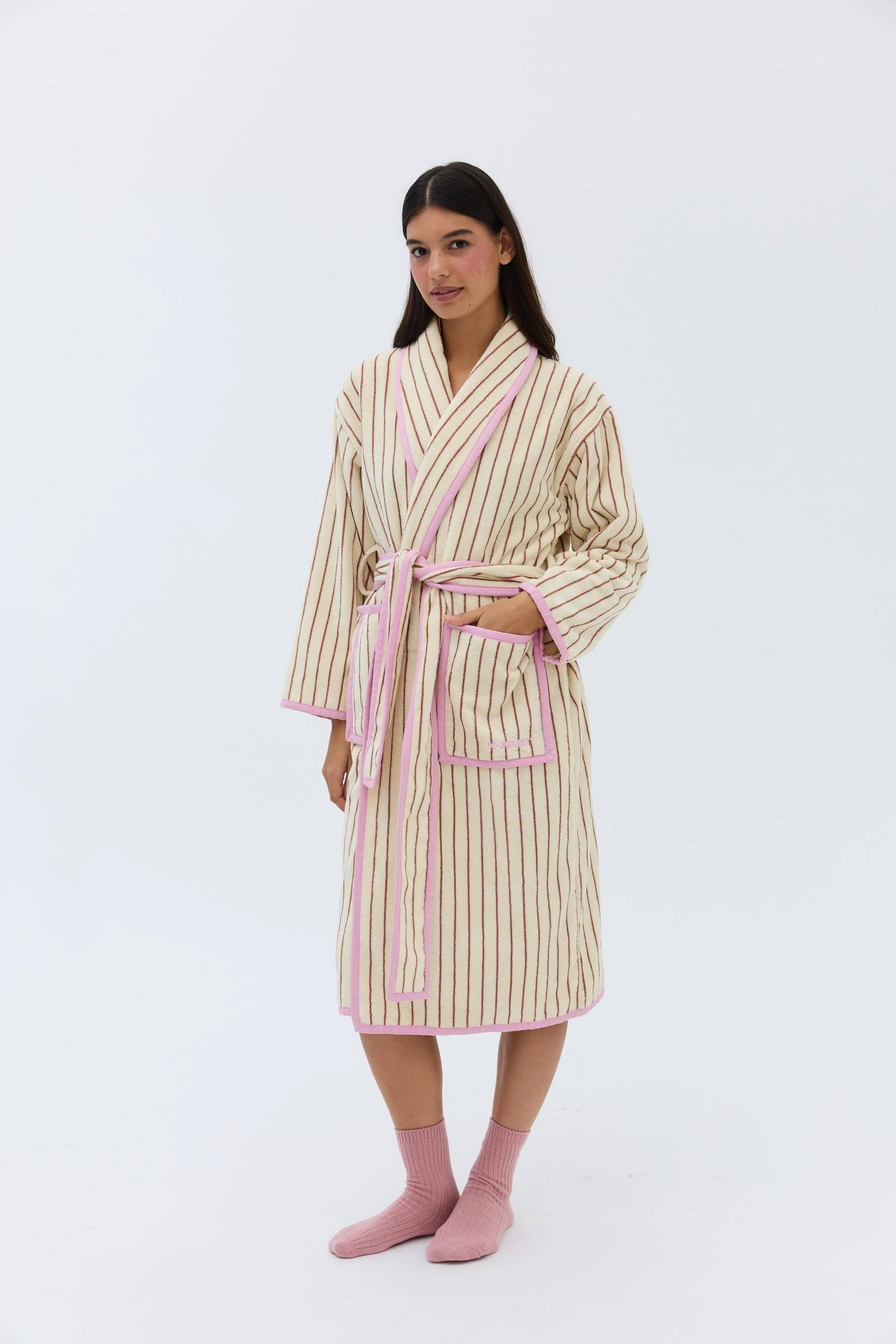 K Juliet Winter Robe | Cream Stripe