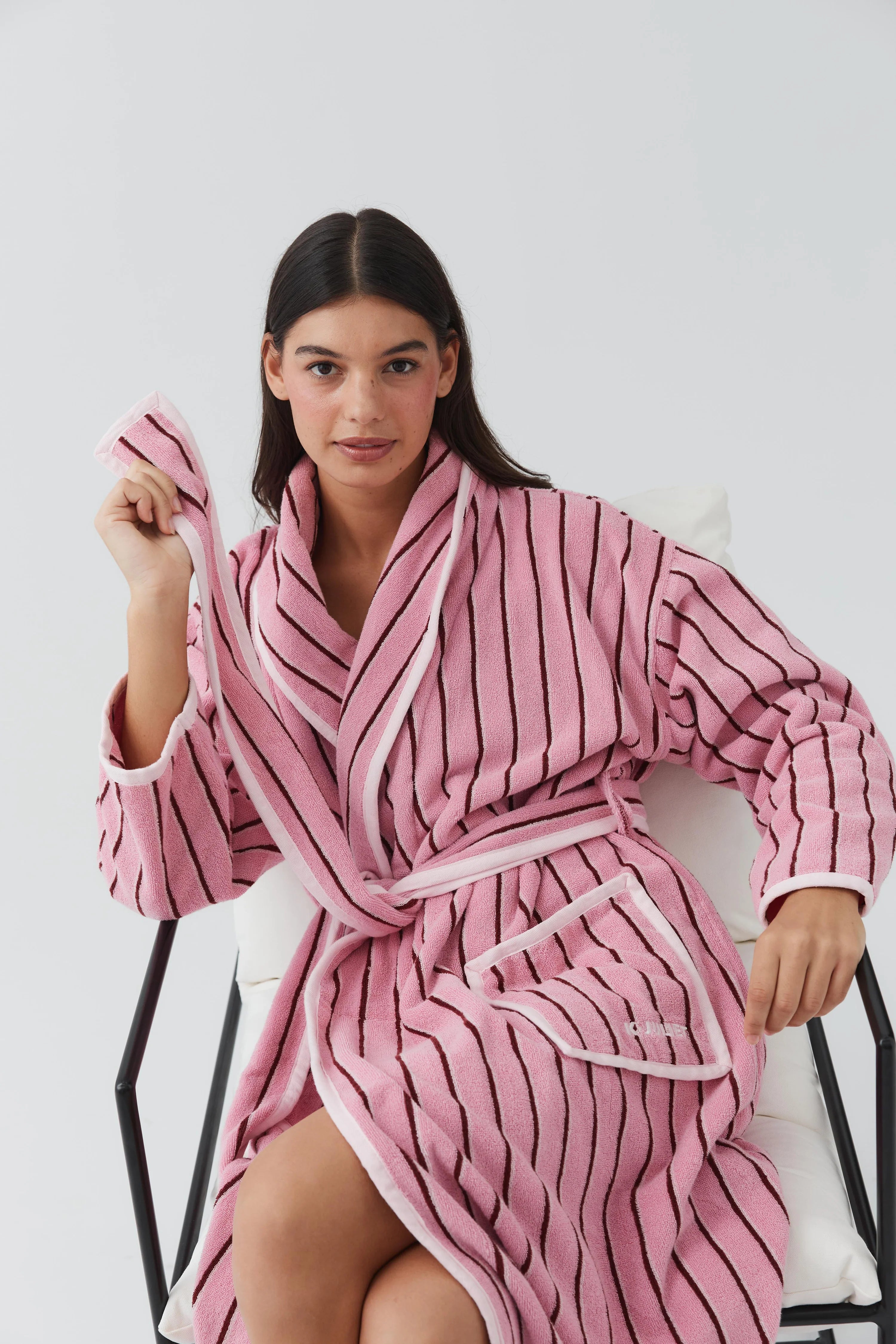 K Juliet Winter Robe | Pink Stripe-5