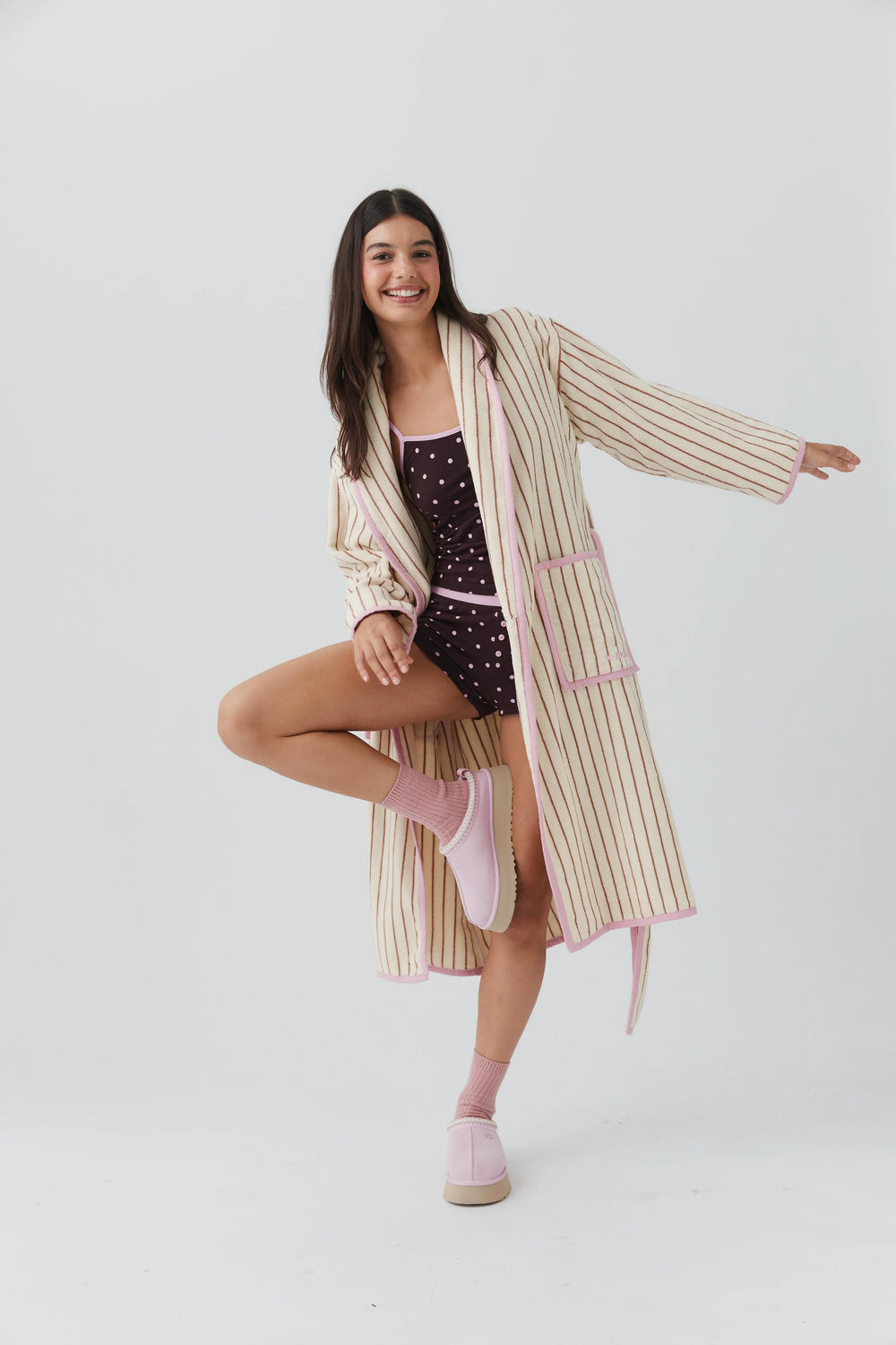 K Juliet Winter Robe | Cream Stripe
