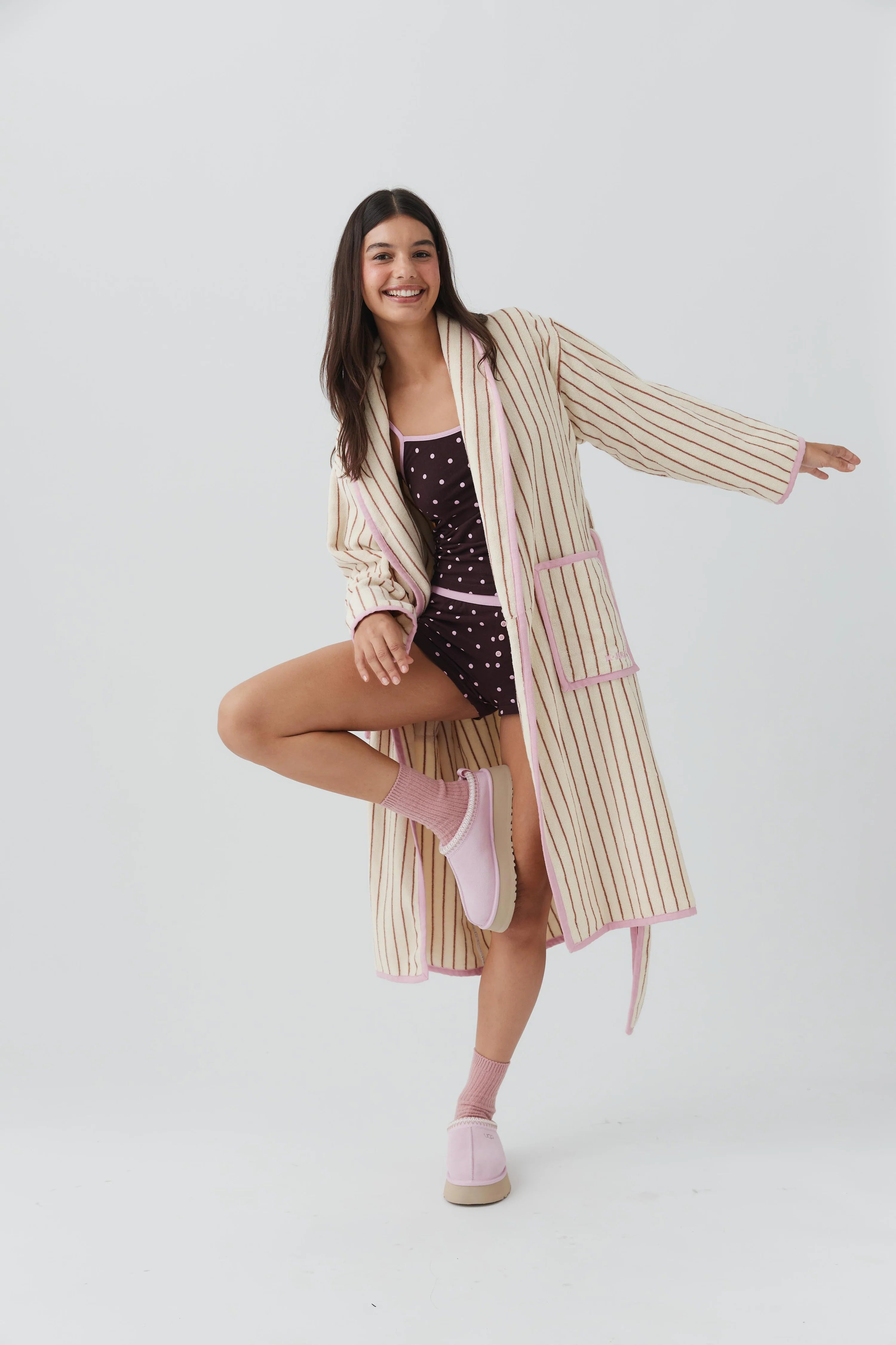 K Juliet Winter Robe | Cream Stripe