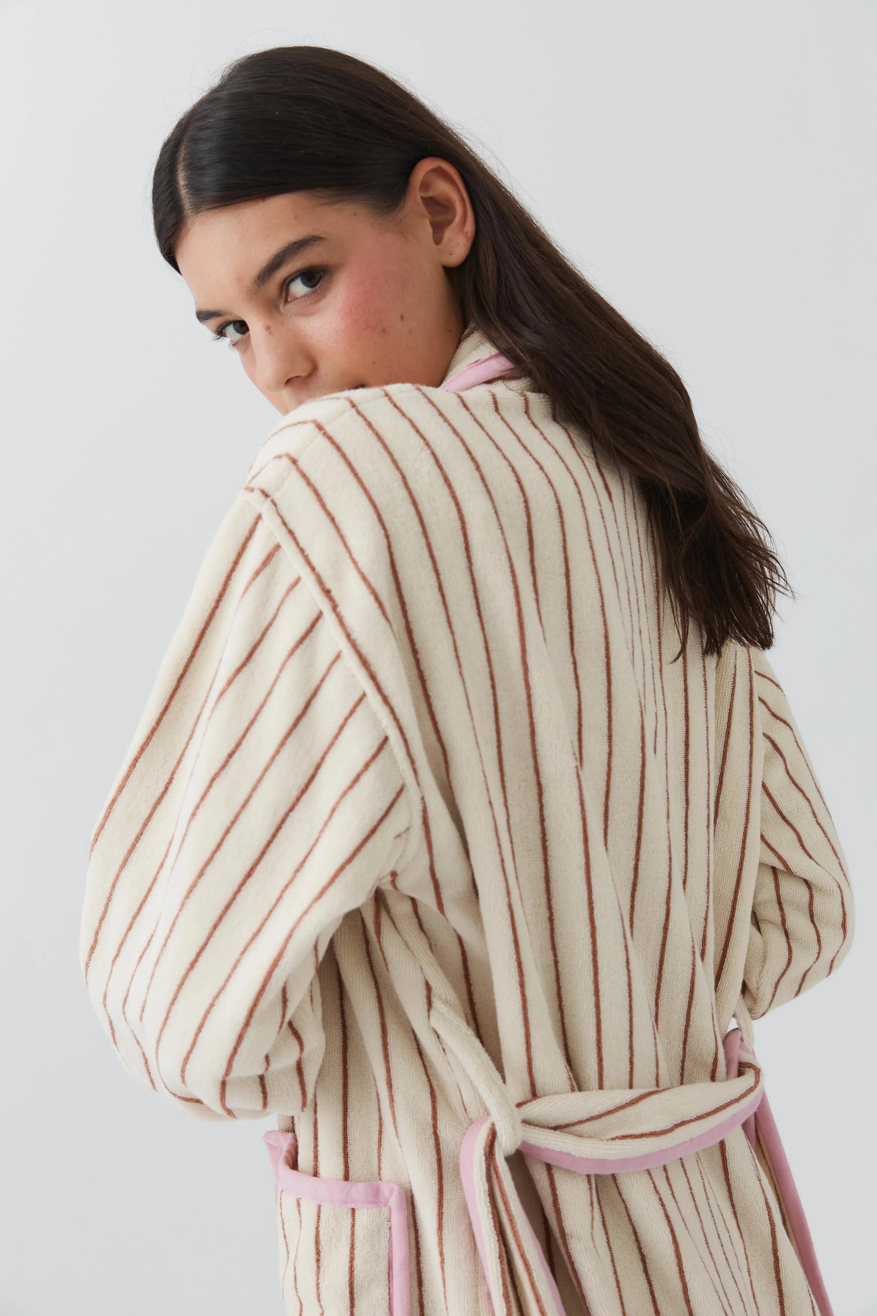 K Juliet Winter Robe | Cream Stripe-5