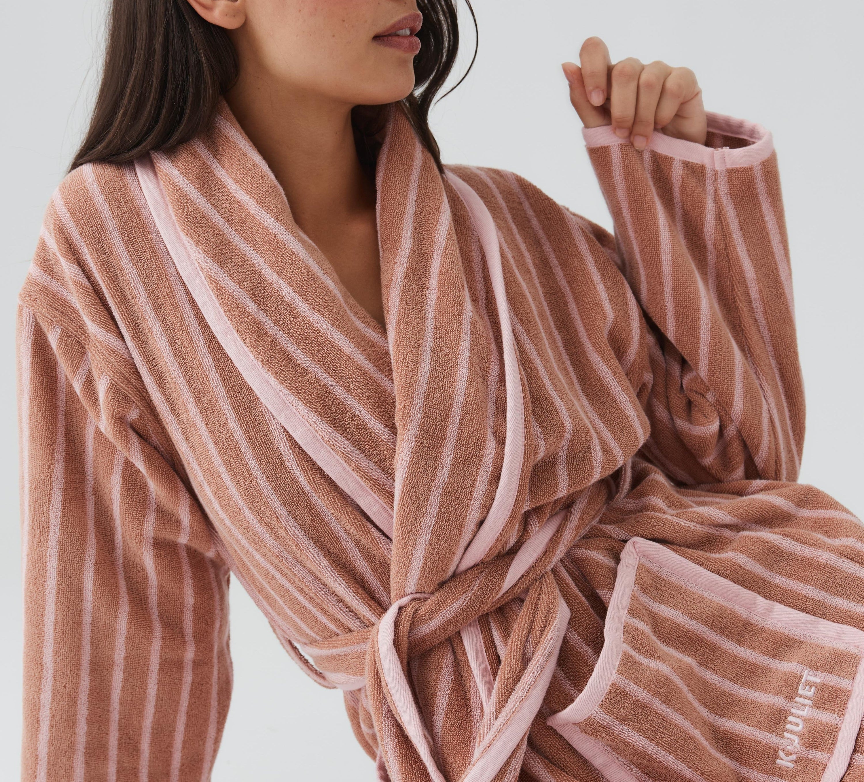 K Juliet Winter Robe | Tan Stripe-5