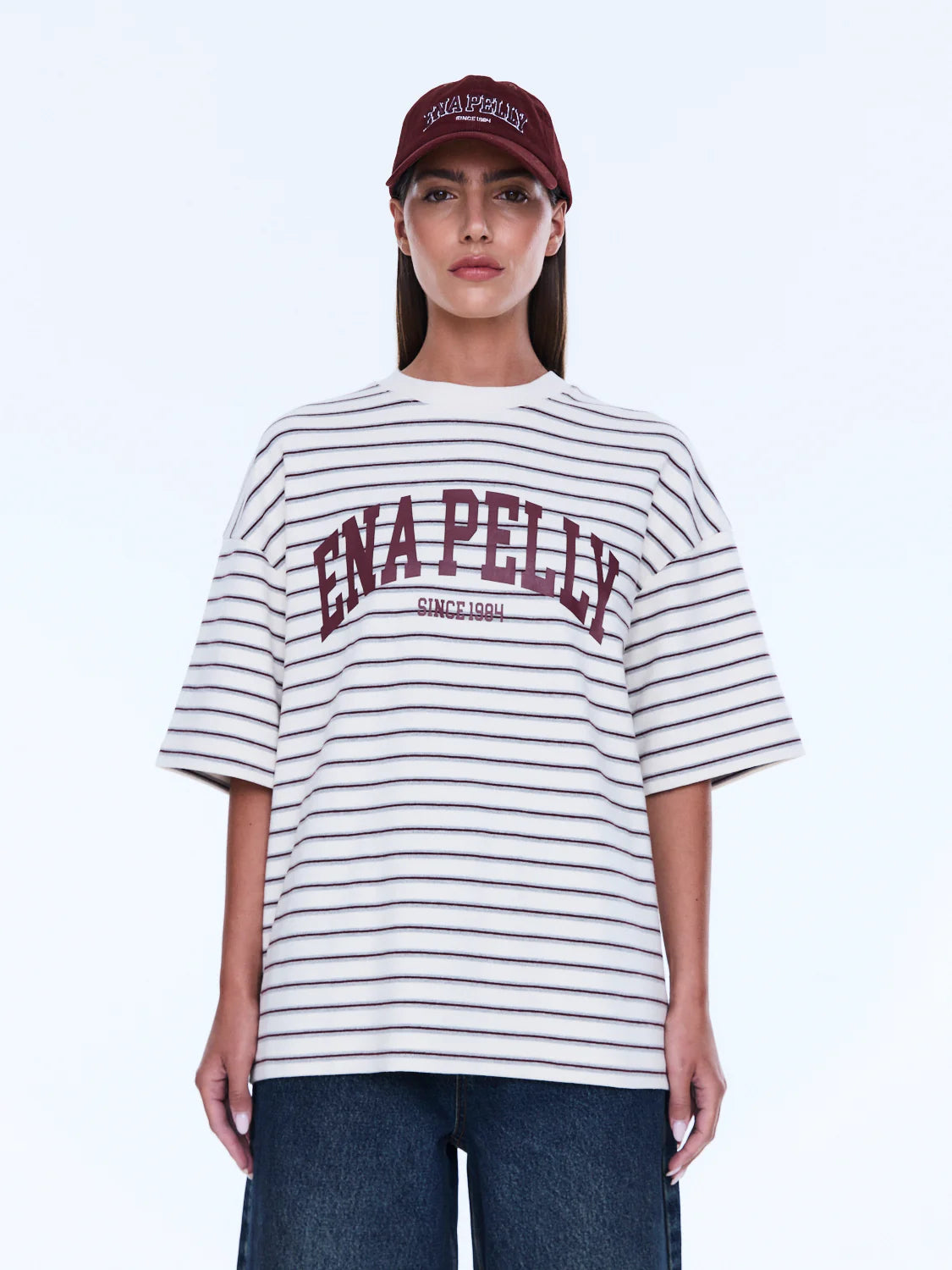 Maeve Relaxed Tee | Burgundy Stripe-4