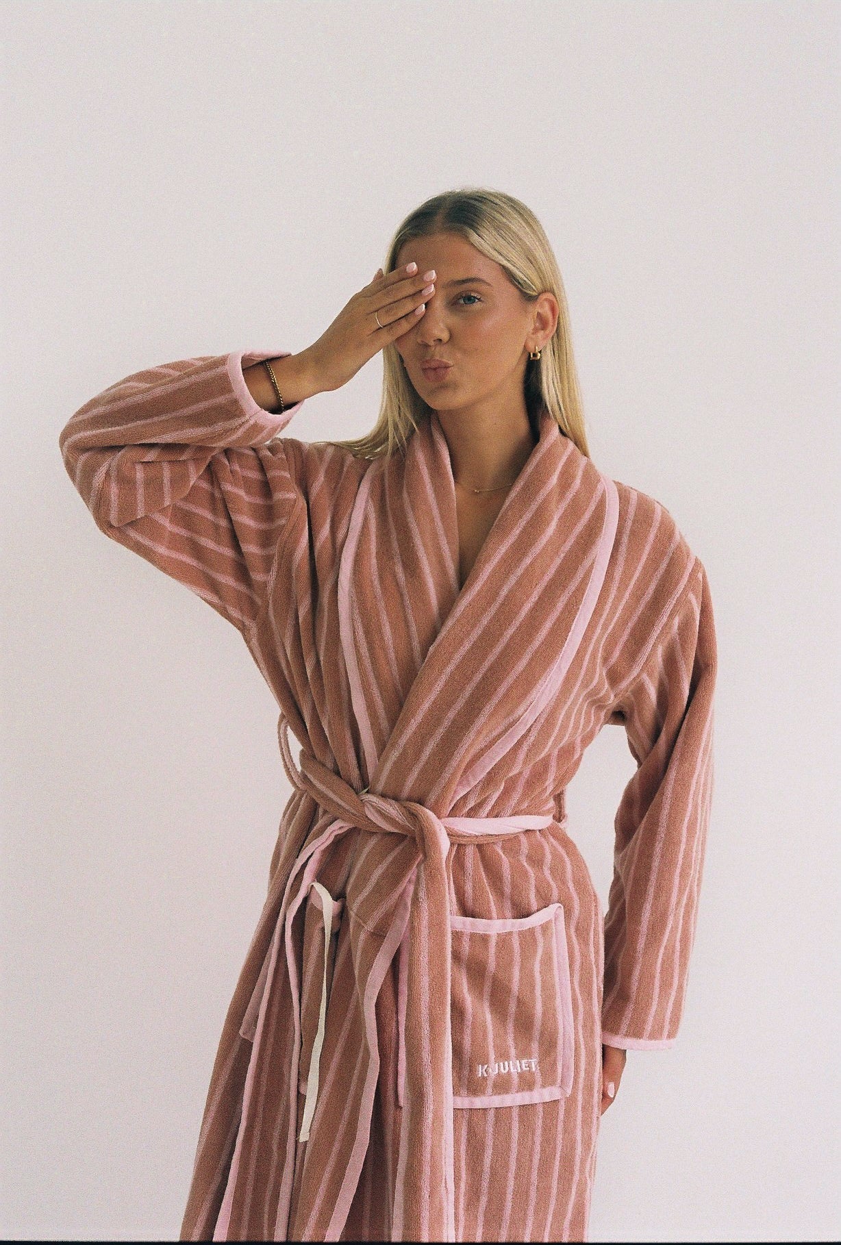K Juliet Winter Robe | Tan Stripe-4
