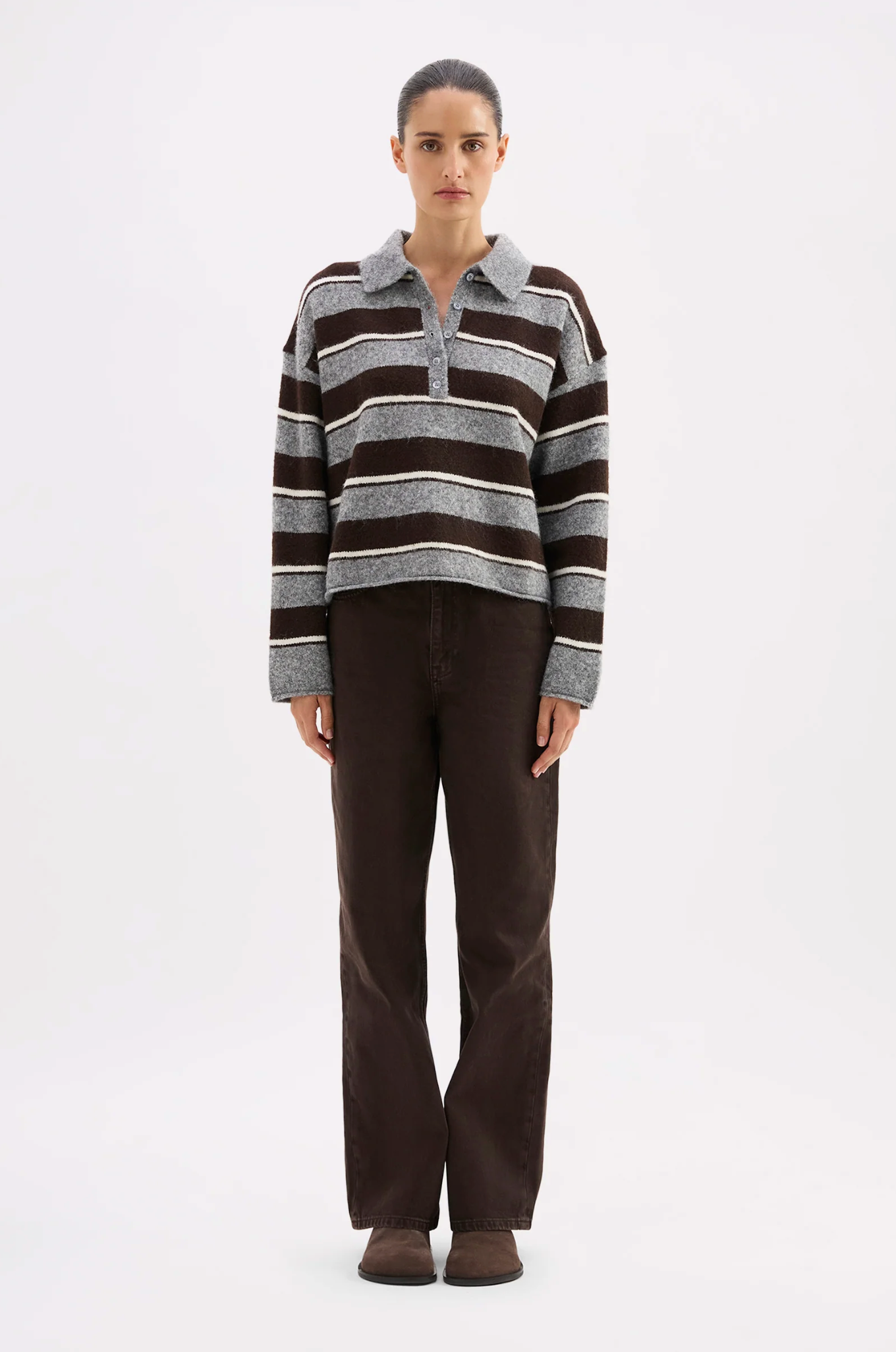 Maia Rugby Knit | Charcoal Stripe-2