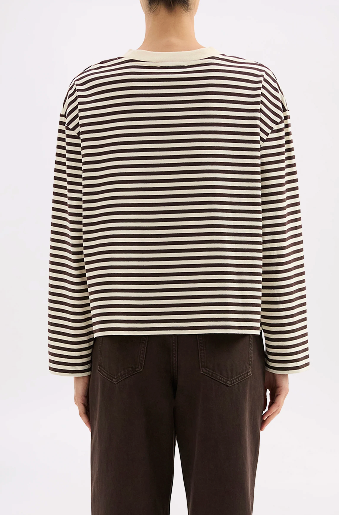 Organic Stripe L/S Tee | Espresso Stripe-4