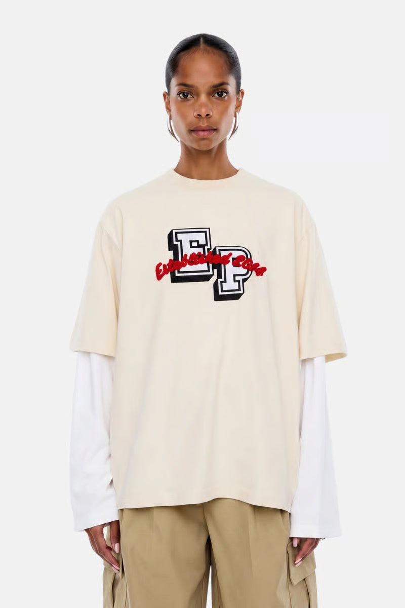 Pelly Collegiate Long Sleeve Top | Off White-2